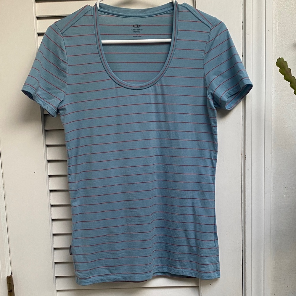 Icebreaker Women’s Sz S Merino French Blue Short Sleeve Shirt Scoop Neck Tee